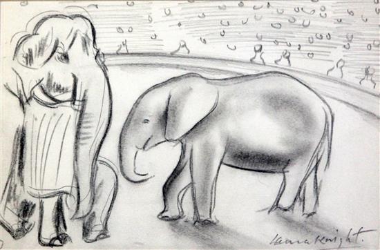 § Dame Laura Knight R.A., R.W.S. (1877-1970) Circus Elephants and Spanish figures 7.25 x 10.75in. and 10.75 x 7.25in.